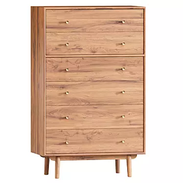 Modern 6-Drawer Wood Dresser 3D model image 1 