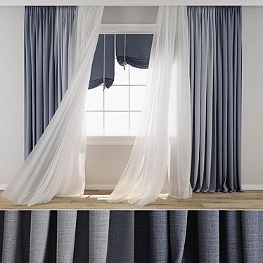 Wind Blowing Effect Curtain 3D 3D model image 1 