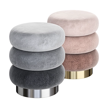 Velvet Round Pouf | Chic 3D model image 1 