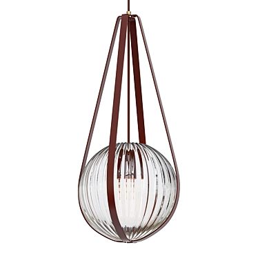 Smoke Ribbed Glass Pendant Light 3D model image 1 