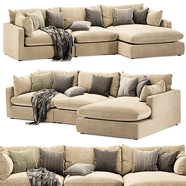 Light Modular Chaise Sofa Set 3D model image 1 