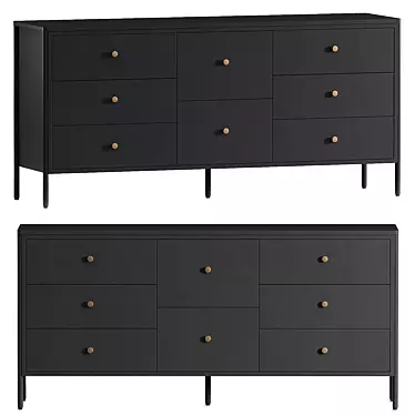 Bronzed Iron 8-Drawer Dresser - Contemporary 8-Drawer Storage 3D model image 1 