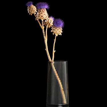 Modern Glass Vase Thistle Bouquet 3D model image 1 