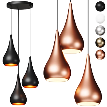 Teardrop Cluster Pendant Light 3D model image 1 