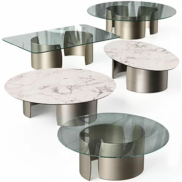 Petalo 40 Glass and Marble Tables 3D model image 1 