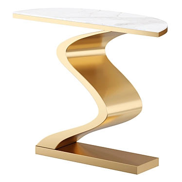 Modern White Gold Curved Console 3D model image 1 