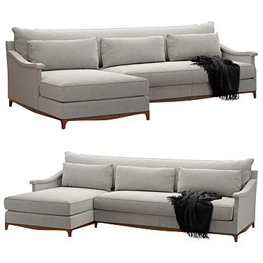 Luxury Serpentine Chaise Sectional Sofa 3D model image 1 