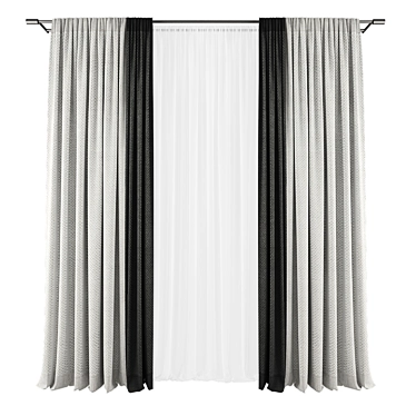 Modern Curtains Set, High-Quality Fabric 3D model image 1 