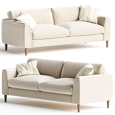 Elegant Reya 3-Seater Sofa 3D model image 1 