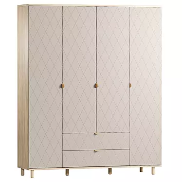 Diamond Santiago Four-Door Wardrobe 3D model image 1 