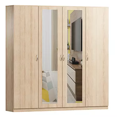 Light-4 Swing Door Wardrobe 3D model image 1 