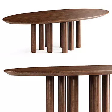 Contemporary Solid Oak Dining Table 3D model image 1 