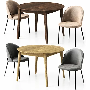 Customizable Dijon Chair and Extendable Stockholm Table 3D model image 1 