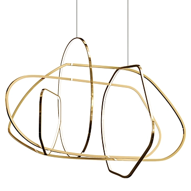 Ophelia Chandelier Satin Brass Pendant 3D model image 1 