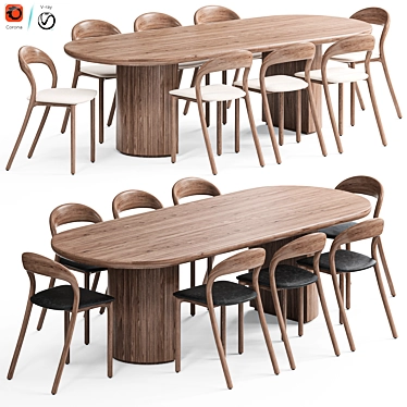 Contemporary Light Chair & Dining Table 3D model image 1 