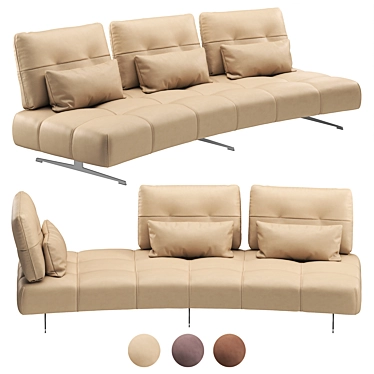 Modern Italian Sofa with Adjustable Backrest 3D model image 1 