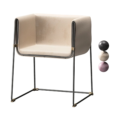 Sleek Metal & Leather Armchair 3D model image 1 