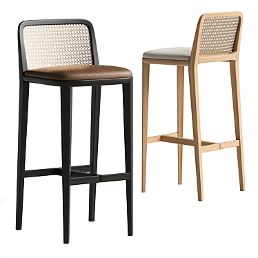 Sleek Wood Bar Stool 3D model image 1 