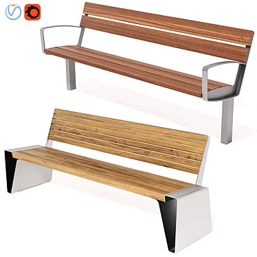 Contemporary Park Benches: Intervera & Radium 3D model image 1 