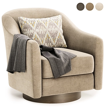 Chic Swivel Armchair in Fabric 3D model image 1 