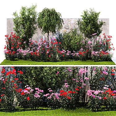 Elegant Landscaping Kit with Oleander and Olive 3D model image 1 