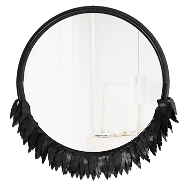 Boho Leather Feather Mirror 3D model image 1 