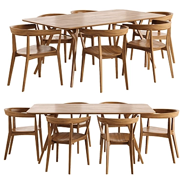 Title: Walnut Dining Set Ren Carola 3D model image 1 