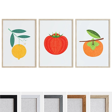 Modern Plant Fruit Picture Frame Set 3D model image 1 