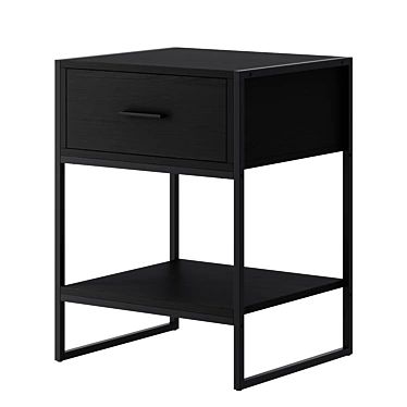 Modern Black Steel Bedside Table 3D model image 1 