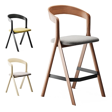 Diverge Stool & Chair Set 3D model image 1 