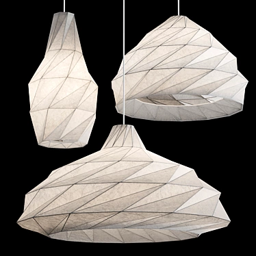 Paper Origami Pendant Lights Set 3D model image 1 