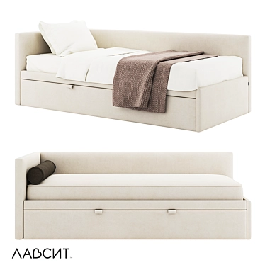 Leo Bed with Armrest, dimensions: 108x216x75cm 3D model image 1 