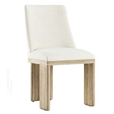 Natural Ash Boho Dining Chair 3D model image 1 