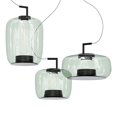 Elegant Glass Double Pendant Light 3D model image 1 