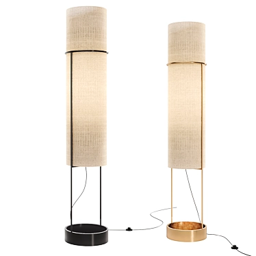  Modern Brass Floor Lamp, 2 Colors 3D model image 1 