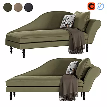 Luxurious Velvet Sofa with Décor 3D model image 1 