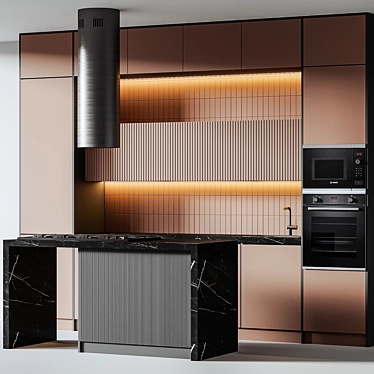 Modern Kitchen 3D Model Kit 3D model image 1 