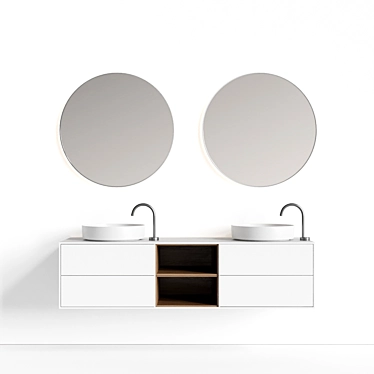 Designer Floating Sink Vanity: Double 3D model image 1 