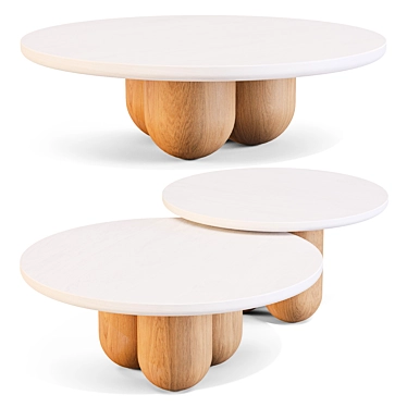 Classic-inspired Tri-column Nesting Tables 3D model image 1 