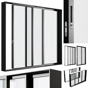 Modern Sliding Metal Windows-Doors 3D model image 1 