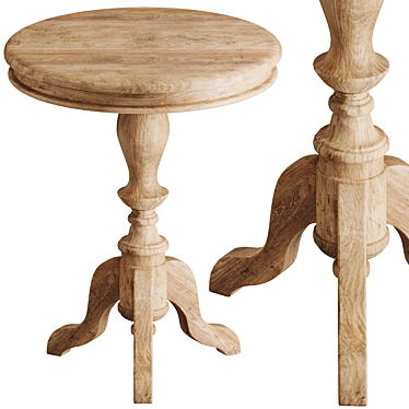Classic Oak Round Side Table 3D model image 1 