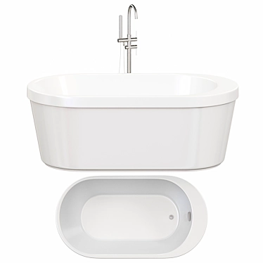 60" Freestanding Tub, High Gloss White 3D model image 1 