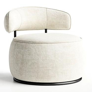 Sleek Off-White Velvet Swivel Chair 3D model image 1 