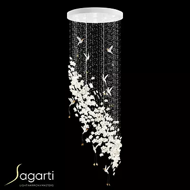 Elegant Grand Chandelier, Swarovski Crystals 3D model image 1 