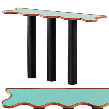 Wave Pattern Black Console Table 3D model image 1 