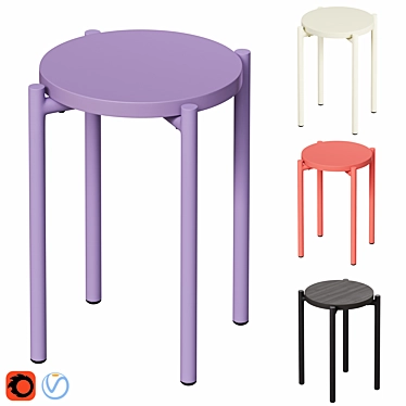 H&M Round Stool with Colorful Options 3D model image 1 