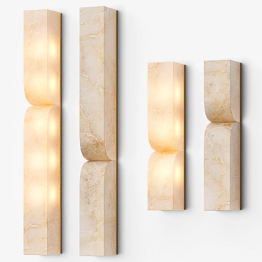 Marble Rectangular Dash Wall Sconce 3D model image 1 