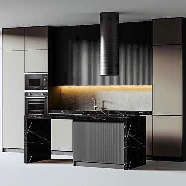 Modern Kitchen Design 3D Model 3D model image 1 