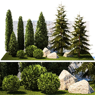 Landscaping Collection with Mature Trees & Shrubs 3D model image 1 