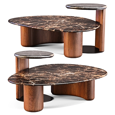 Organic Geometric Coffee Side Tables 3D model image 1 